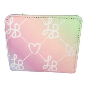 Betsey Johnson Wallet Pastel Rainbow  Bi-Fold Snap Close Pocketbook NEW NWOT